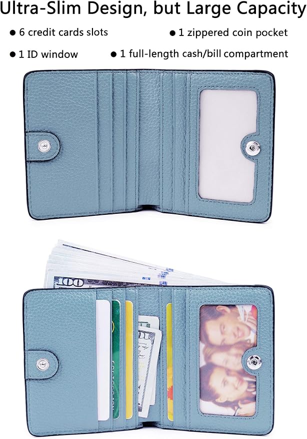 Small Leather Wallet for Women, Ladies Credit Card Holder RFID Blocking Women's Mini Bifold Pocket Purse - Image 2