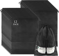 12 Pack Shoe Bags for Travel, Large Travel Shoe Bag for Packing with Window | Dustproof Drawstring Travel Shoe Storage Bags Travel Essentials for Men & Women, Black by COIDEA