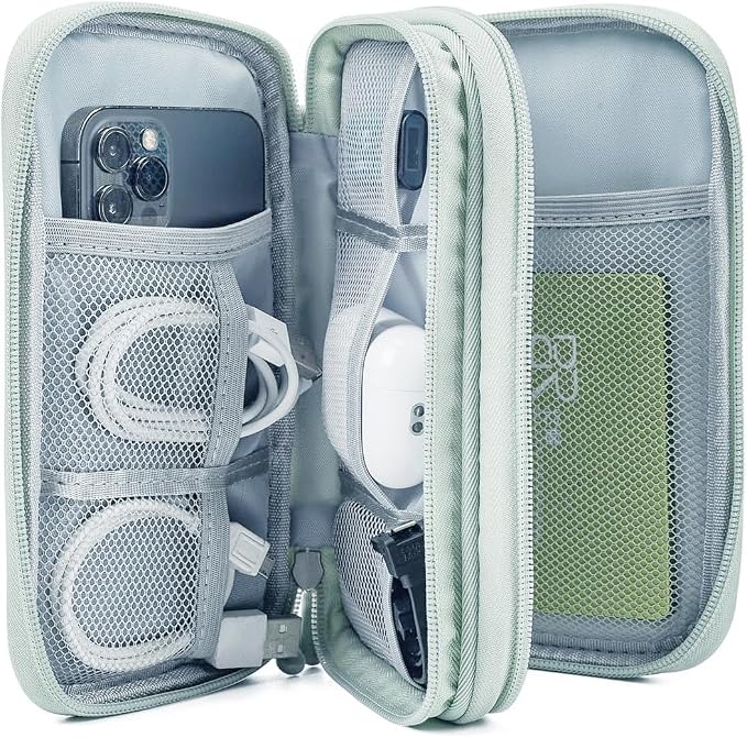 Electronic Organizer Travel Cable Accessories Bag,Electronic Organizer Case,Electronic Accessories Organizer Bag for Power Bank, Charging Cords, Chargers, Mouse, USB Cable, Earphones (Mint Green) - Image 4