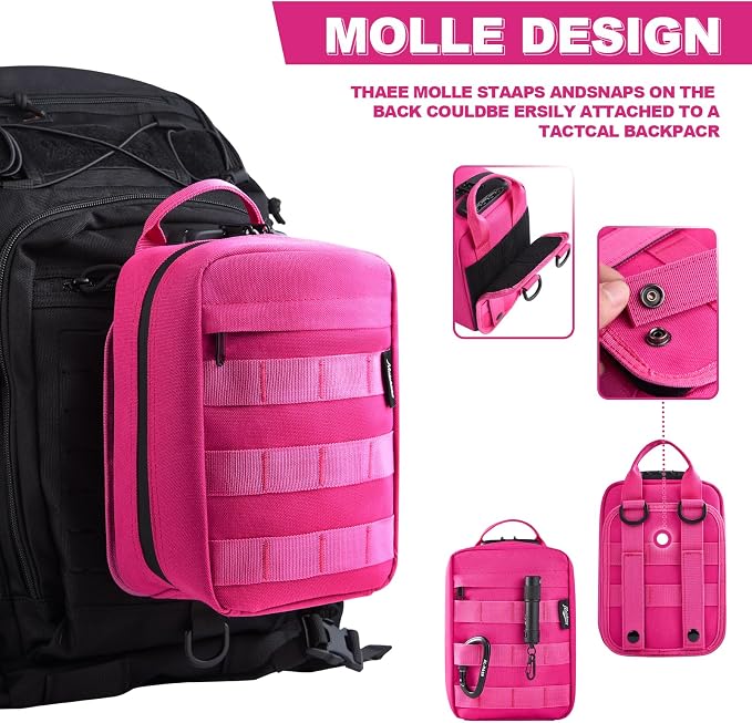 Storage Bag with Combination Lock, Small Travel Medicine Lock Box, Carbon Lined Tactical EDC Molle Bag Pouch, Money Cosmetic Organizer, Gifts for Women - Image 4