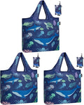 HOLYLUCK Reusable Grocery Bags,Heavy Duty Foldable Shopping Tote Bag (Standard, 3 Whales) by holyluck