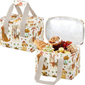 VENO 2 Pack Small Cooler Insulated Lunch Bag Reusable Grocery Shopping Bag | Collapsible Lunch Box Tote for Women Men w/ Handles, Dual Zippers, 9L Capacity for Work Office Picnic Beach (Holiday Pups) by Veno
