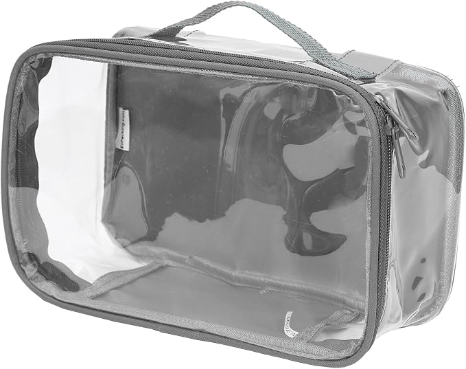 Small Clear Travel Packing Cube/See Through PVC Plastic Pouch for Carry On Suitcase, Backpack or Diaper Bag/Transparent Multipurpose Accessories, Makeup & Underwear Organizer w/Handle (Gray) by EzPacking