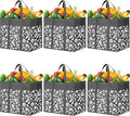 Reusable Grocery Bags Foldable Tote Bags bulk Shopping Bags 6-Pack, Grey | Reinforced Handles Shopping Bags for Groceries Heavy Duty Kitchen Reusable Grocery Bags with Waterproof Coating by WOWBOX