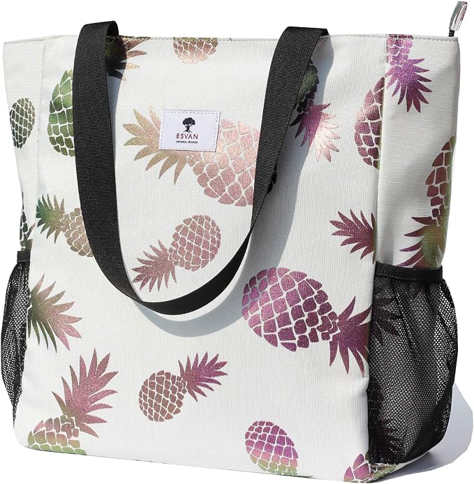 ESVAN Original Floral Water Resistant Large Tote Bag Shoulder Bag for Gym Beach Travel Daily Bags Upgraded - Image 3