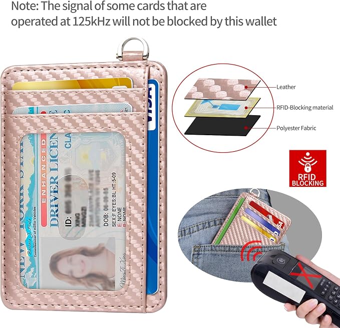 Slim Minimalist Front Pocket Wallet, RFID Blocking Credit Card Holder Wallet with Detachable D-Shackle for Men Women - Image 4