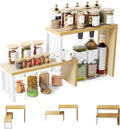 Kitchen Countertop Organizer, 2 Tier Corner Counter Shelf, Beige | Adjustable Cabinet Organizer Shelf, Spice Rack, for Kitchen, Coffee Station, Stackable, Expandable, Fits Corners by FOFARY