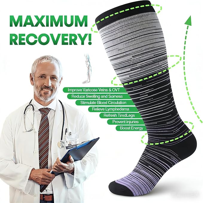 Compression Socks for Women &Men Wide Calf, Plus Size 15-20 mmhg,Knee High,compression stockings - Image 3