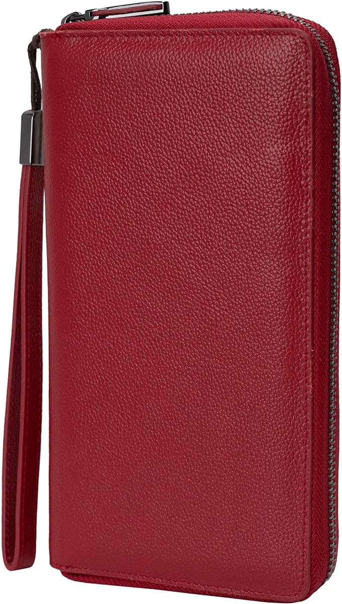 Bveyzi Women RFID Blocking Wallet Leather Zip Around Phone Clutch Large Capacity Ladies Travel Purse Wristlet by Bveyzi