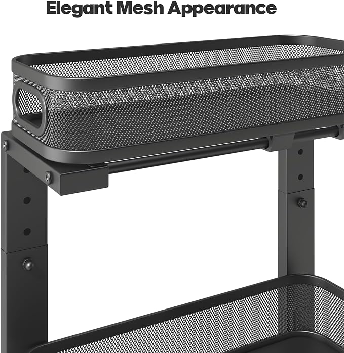 2 Pack 15.7IN-Depth Under Sink Organizer With Smooth Cylindrical Rail,2-Tier Pull Out Multi-Purpose Cabinet Storage for Bathroom&Kitchen,Height Adjustable,Rust-resistant Coating-Gun Gray - Image 4