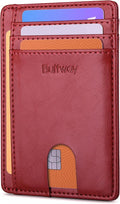 Buffway Slim Minimalist Front Pocket RFID Blocking Leather Wallets for Men and Women - Alaska Cherry by Buffway