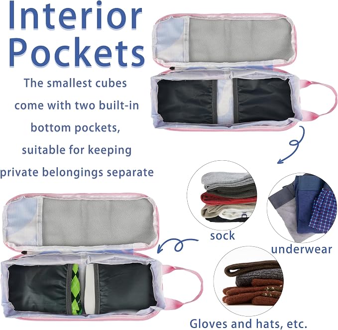 7 Pcs Compression Packing Cubes Travel for Suitcases, Luggage Organizer Washable Storage Bags Set for Backpack Travel- Packaging Cubes for Carry-Ons and Storage - Image 7