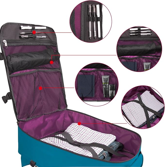 Cabin Hand Luggage Backpack Small Carry-On Daypack Airplane Travel Under-seat for Women Men fits 15.6-inch Laptop, Water Blue - Image 3
