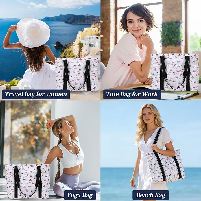Tote Bag for Women with Laptop Compartment & Cup Holder,Nylon Bag for Work,Travel,Gym,Beach,Teacher,Nurse,School,Mom - Image 2