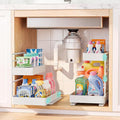 EVERIE Height Adjustable 2 Tier Metal Pull Out Slide Shelf Organizer for Framed or Frameless Under Sink Cabinets in Kitchen, Bathroom, with Snap-on Top Tray (White, 2 Sets) by EVERIE