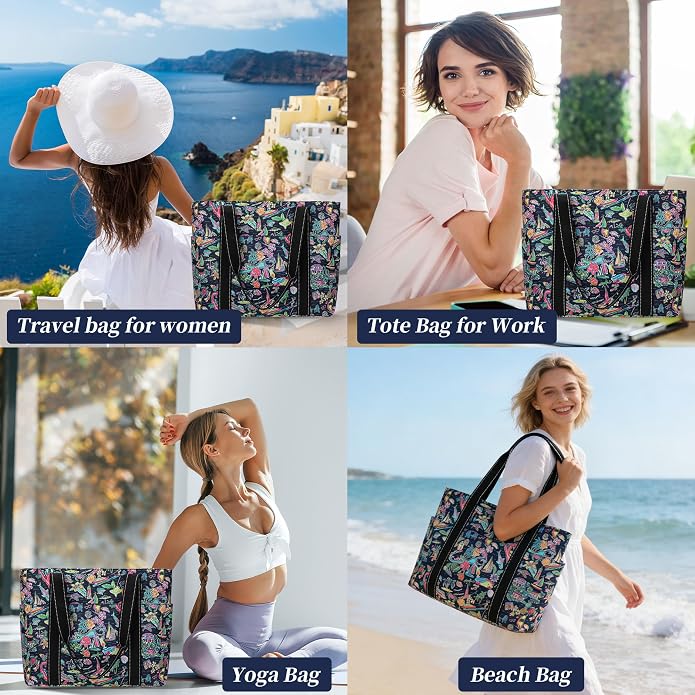 Tote Bag for Women with Laptop Compartment & Cup Holder,Nylon Bag for Work,Travel,Gym,Beach,Teacher,Nurse,School,Mom - Image 2