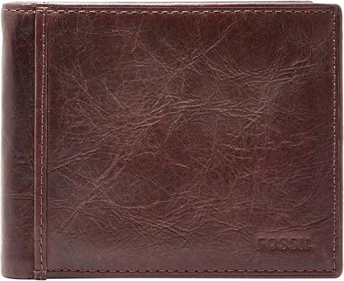 Fossil Men's Wallet, Ingram Leather RFID-Blocking Bifold Wallet with Flip ID, Brown by FossilWatches