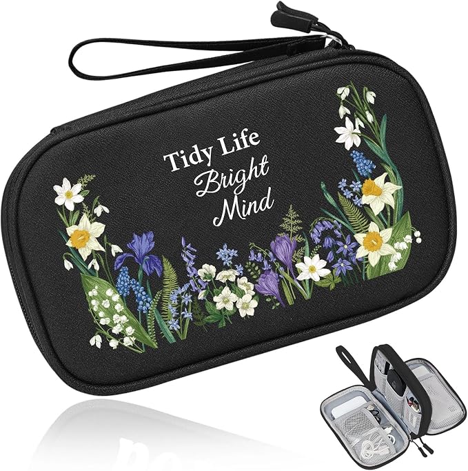 COSHAYSOO Travel Gifts for Women Electronics Tech Accessories Unique Practical Birthday Gift Ideas, Cord Cable Organizer Bag Case Pouch Traveling Vacation Cruise Airplane Gadgets Essentials, Floral by COSHAYSOO