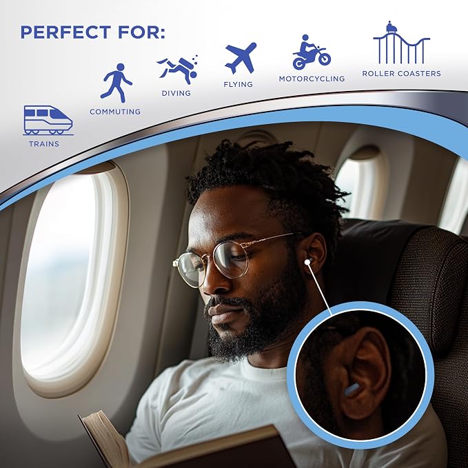 HEAROS AirPlugs Airline Pressure Reducing Earplugs, 1 Pair + Free Case, Latex Free Silicone, Reduce Ear Pain, NRR 20, Clear (5805) - Image 5