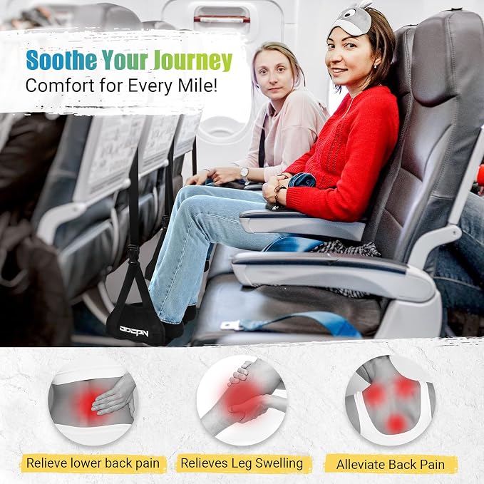 2-Pack Foot Hammock Plane Travel, No Collapse Thickened Bamboo Foot Rest | Portable Airplane Foot Sling Wing with Thickened Foam & Carry Bag, Long-Flight Travel Essential Designed to Relax Your Feet - Image 4