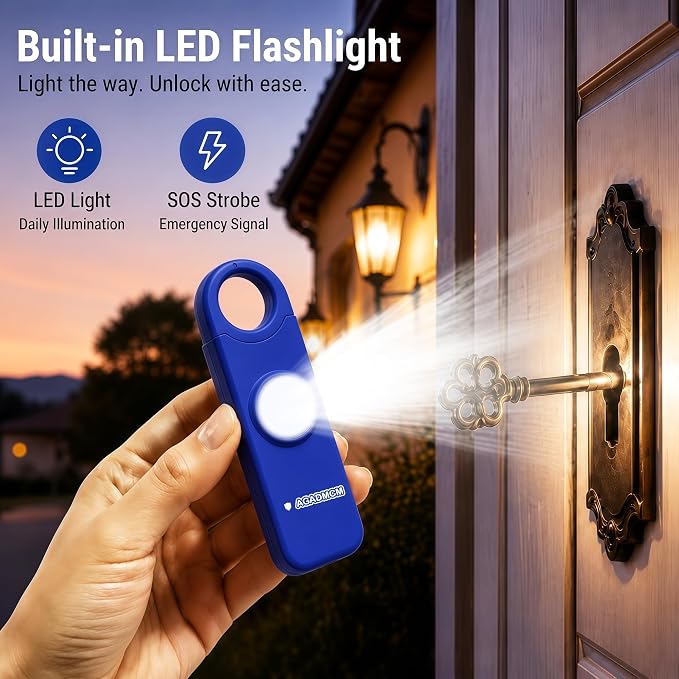 Rechargeable Personal Safety Alarm for Women | 130dB Loud Siren & Strobe Light & Low Battery Notice, Emergency Keychain Alarm for Self Defense (Navy Blue) - Image 5