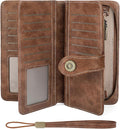 Wallets for Women Trifold Wristlet Wallets Large Capacity RFID Blocking Ladies Purse Credit Card Holder by FALANMULE