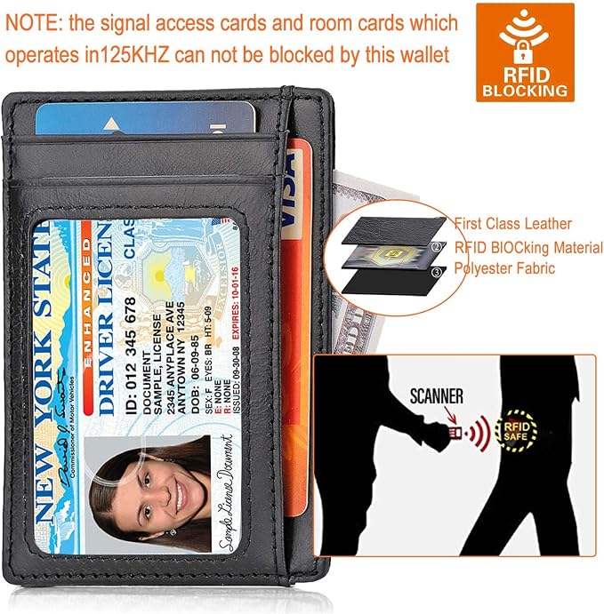 GH GOLD HORSE Slim RFID Blocking Card Holder Minimalist Leather Front Pocket Wallet for Women | Slim - Image 4