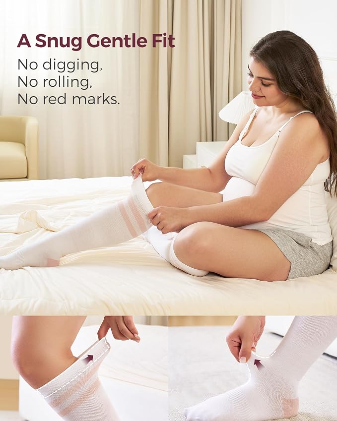 Momcozy Compression Socks for Women Wide Calf, 15-20mmHg Knee High Support Socks for Pregnancy, Nurses, Flying, Travel - Image 3