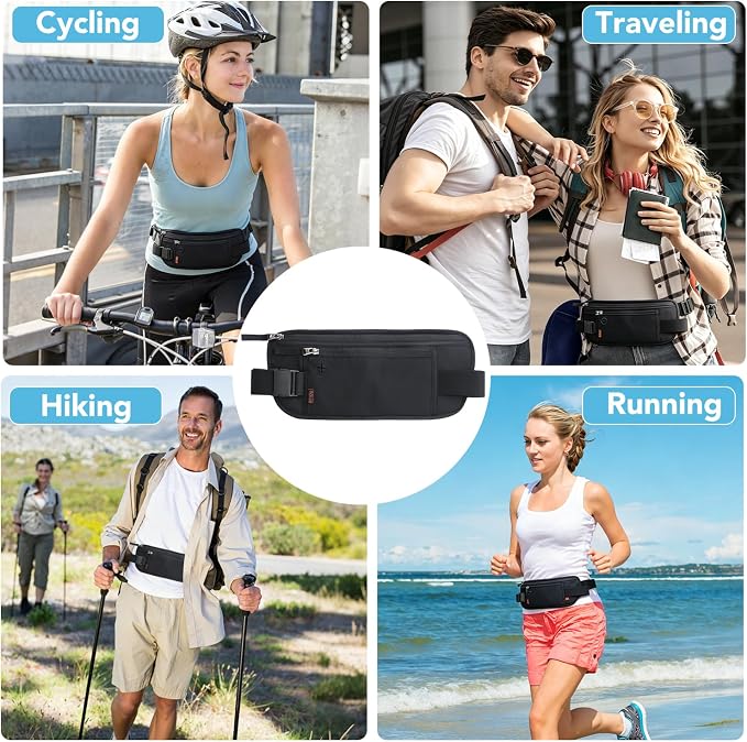 Money Belt for Travel with Anti-Theft RFID Blocking Fabric, Phone Lanyard, Upgrade Larger Hidden Passport Holder, Slim Waist Wallet Men Women,Travel Pouch Fits Passport Phone Cash Cards, Black - Image 7