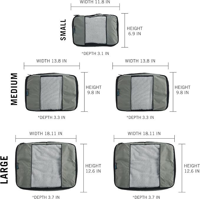 Travel Wise Packing Cubes for Travel - 5 Piece Set with Pattern Design, Lightweight Ripstop Nylon Luggage Organizers with Mesh Panel, Small Medium Large Sizes - Image 3