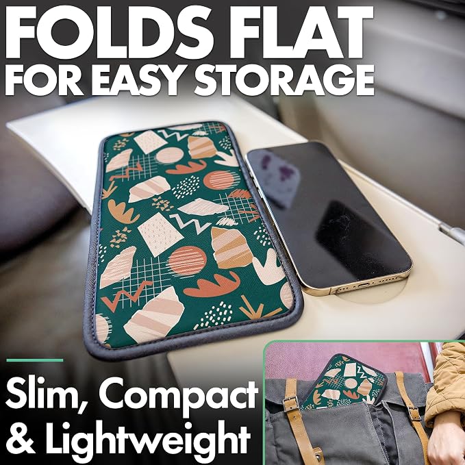 Airplane Phone Holder - Foldable Phone Stand for Plane Travel | Aluminum Build, 9 x 5 in. Boho Green, Tabletop Mount Desk, Plane Tray Seat back, Treadmill, Fits iPhone Cell Phone - Image 4
