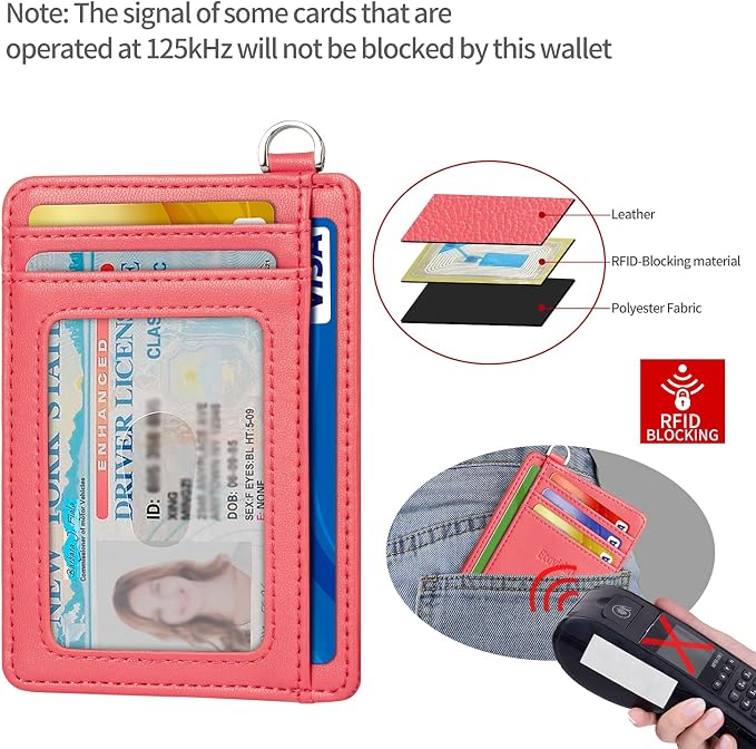Slim Minimalist Front Pocket Wallet, RFID Blocking Credit Card Holder Wallet with Detachable D-Shackle for Men Women - Image 4