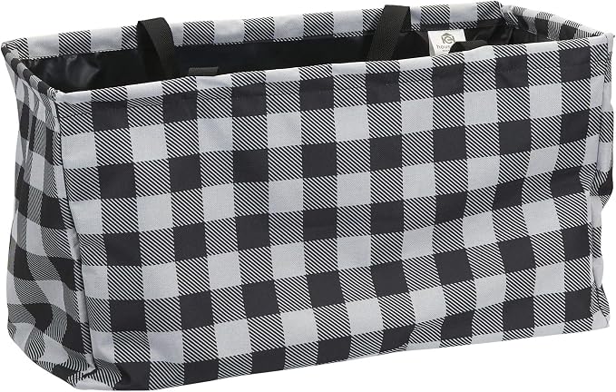 Household Essentials Black and White Plaid Krush Container All-Purpose Utility Tote - Image 9