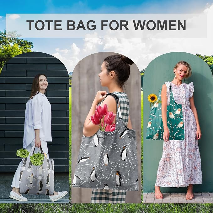 BeeGreen Animal Reusable Shopping Bags Cute Grocery Bag 6 Pack, Christmas Gift Bags Heavy-Duty Foldable Shopping Totes for Supermarket, Work & Travel, Large Washable Polyester Tote Bag with Handles - Image 5