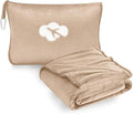Travel Blanket and Pillow Compact, Premium Soft 2 in 1 Airplane Blanket with Soft Bag Pillowcase，Hand Luggage Sleeve and Backpack Clip (Brown) by JungleStar