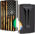 Minimalist Wallet for Men, Slim Metal RFID Blocking Wallet Credit Card Holder Money Clip & Cash Strap, Scratch-Resistant Holds 15 Cards,Ideal Gift for Men | Patriot-Wood Flag by Unknown