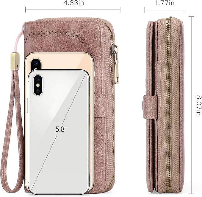 GAEKEAO Leather Credit Card Holder Wallet for Women RFID Blocking Large Capacity Bifold Zipper Card Case Organizer with Wristlet 45 Slots - Image 3