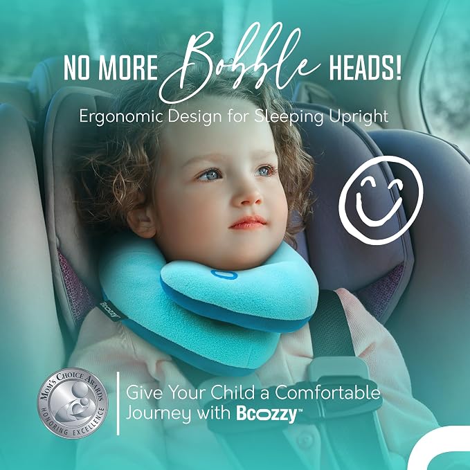 BCOZZY Kids Travel Neck Pillow (3-7 Y/O)- Patented Soft Toddler Pillow for Head & Chin Support in Car Seat, Airplane, and Road Trip Sleeping. Adjustable Size. Fully Washable. Carry Bag. Small, Pink - Image 2