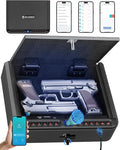 BILLCONCH Gun Safe for Handgun with Fingerprint, App, 0–9 Numeric Keypad | Smart Pistol Safe with 4 Quick-Access Methods, Built-in LED Light, Ideal Steel Biometric Handgun Safe for Nightstand and Home by BILLCONCHSmartGunSafes