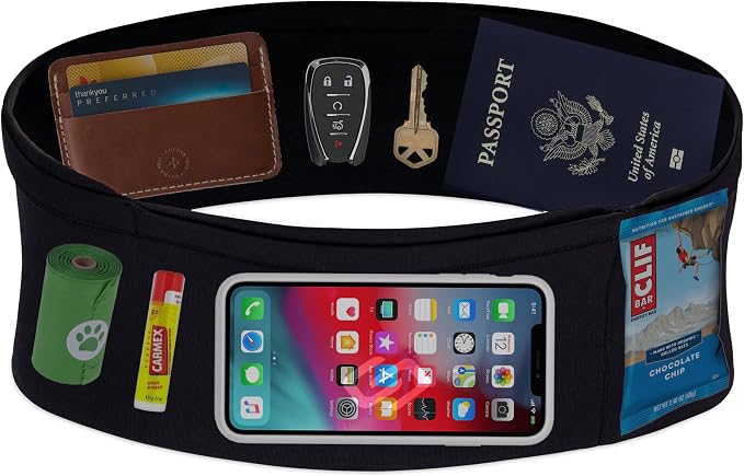 VersaMax Running Belt, Anti-Theft Travel Money Band, Neutral, S | Secure Stretch Double-Flap Waist Pack Fits All Cell Phones. Pickpocket-Proof Travel Passport Pouch & Medical Device Holder - Image 7