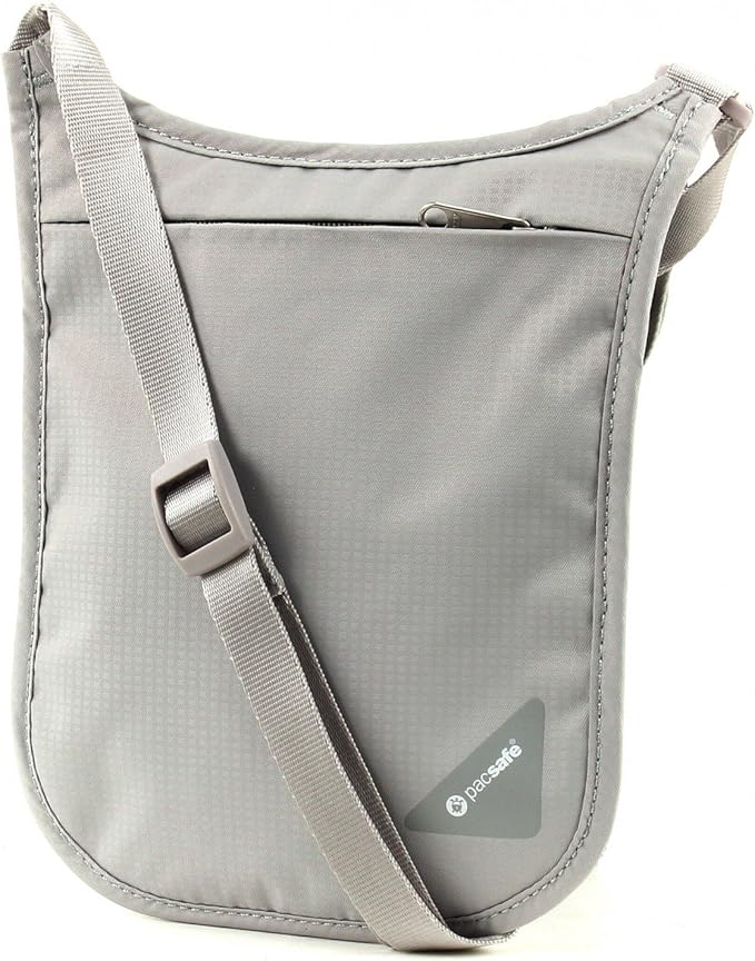 Pacsafe Coversafe V75 Anti-Theft RFID Blocking Passport Holder & Neck Pouch/Wallet - Fits up to Four Passports (or iPhone X) plus Credit Cards, for Women & Men (Neutral Grey) - Image 2