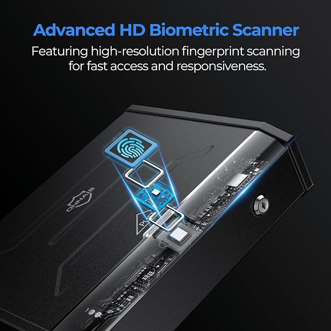 ONNAIS Iron SE Biometric Gun Safe for Handgun with Fingerprint Keypad Lock | Steel Gun Case, 3 Quick Access Methods, Handgun Safe for Home, Nightstand, Bedside, or Car, Birthday Gifts for Men - Image 6