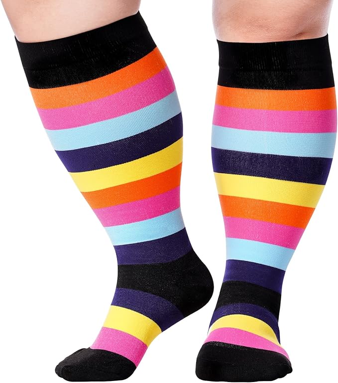 Abodhu Plus Size Compression Socks for Women& Men 15-20mmHg Wide Calf Knee High Socks by Abodhu