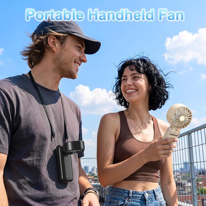 Handheld Portable Fan Ice Cooling 3-in-1 Hand, Desk & Neck Fan | 5-Speed, Independent Switch, Digital Display, Up to 12H Runtime, Foldable Personal Fan for Travel/Concerts/Sport Events/Gifts - Image 3