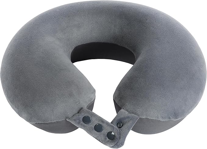 Travel Neck Pillow, Top Memory Foam Pillow for Head Support, Ideal for Airplanes, Cars, and Home Recliners, Adjustable and Soft (Grey) - Image 2
