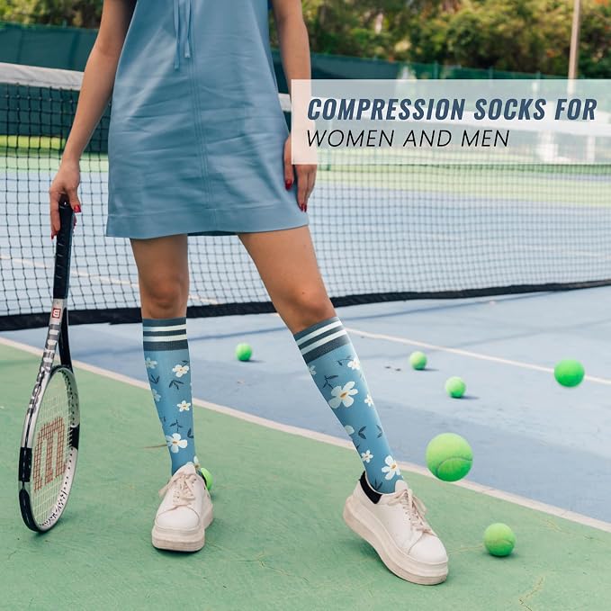 fenglaoda Compression Socks Women Men 4 Pairs, Knee High Support Socks for Running, Sports, Travel, Flight, Nurse - Image 5
