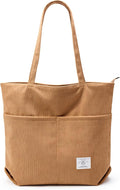 KALIDI Women Corduroy Tote Bag Zipper Casual Tote's Handbag Big Capacity Shoulder Bag with Pockets by KALIDIFANCYFOREST