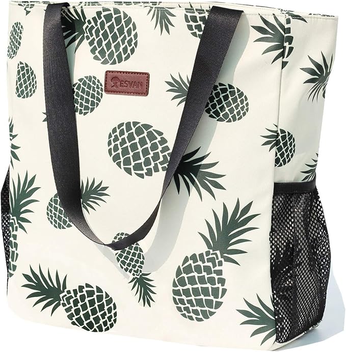 ESVAN Original Floral Water Resistant Large Tote Bag Shoulder Bag for Gym Beach Travel Daily Bags Upgraded by ESVAN