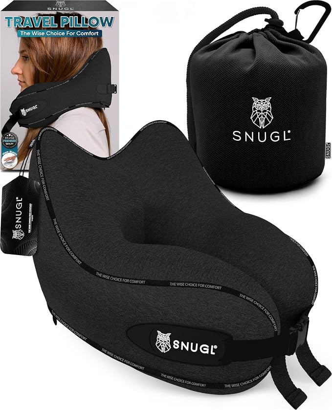 Travel Pillow – Neck Pillow Airplane, Travel Pillows for Airplanes, Neck Pillows Memory Foam – Road Trip Essentials for Adults – Traveling Essentials - Gifts for Travelers Men & Women by SNUGL