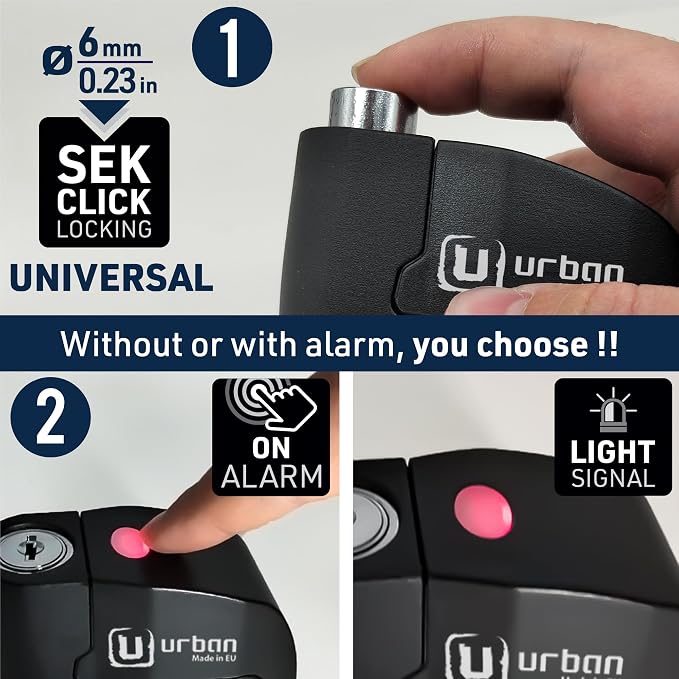 URBAN UR6B Hi-Tech Motorcycle Disc Lock with Smart Alarm | Best Value | 120dB, LED, Warning, A+ Sensitivity, Truly Waterproof, Long-Life CR2 Battery, Carried Locked, Bike Anti Theft Wheel Brake Locks - Image 5